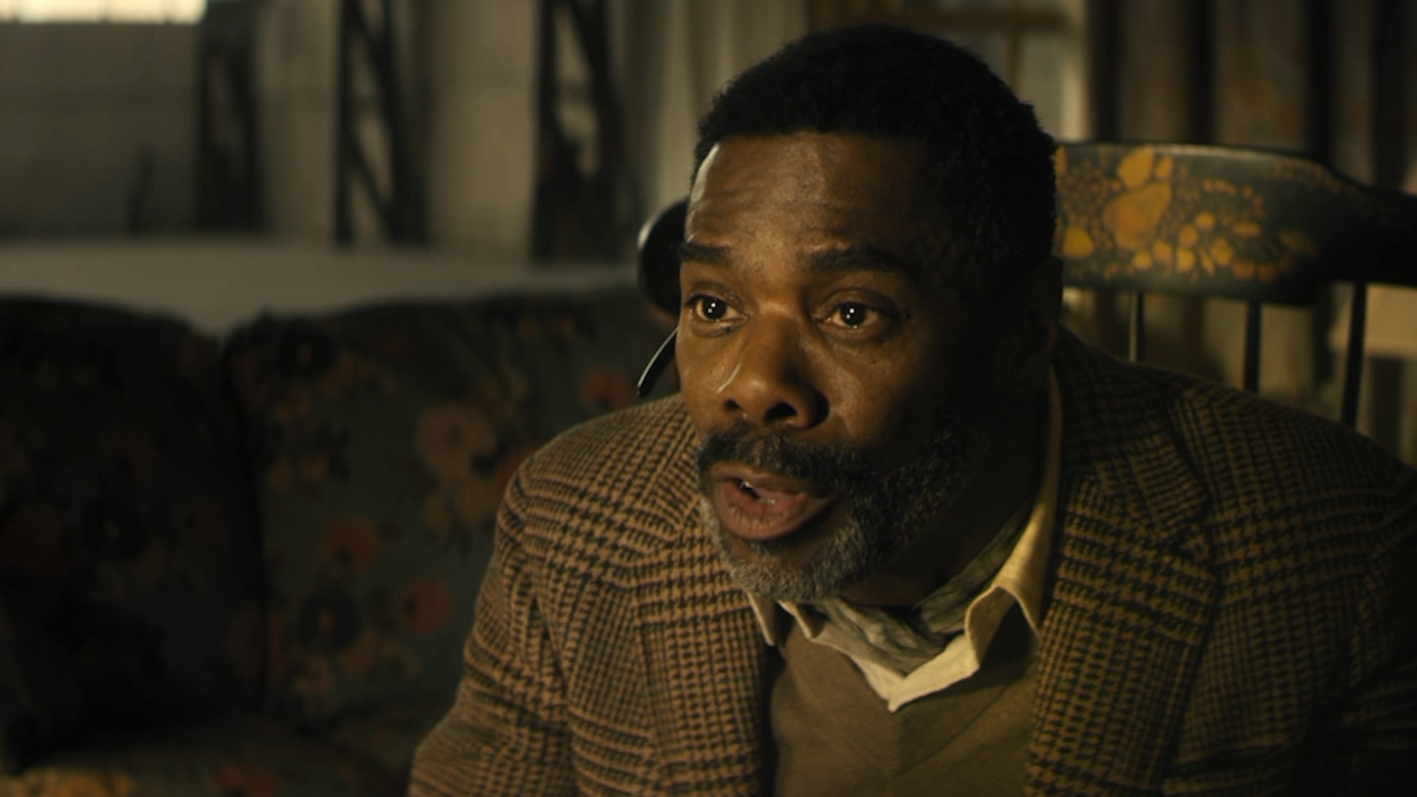 Colman Domingo sitting in a chair talking in Disclosure Day