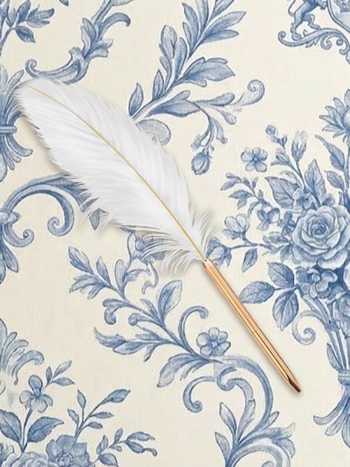 Retro White Feather Ballpoint Pen