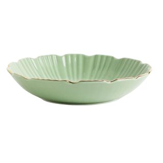 Mint scalloped dish with a gold trim