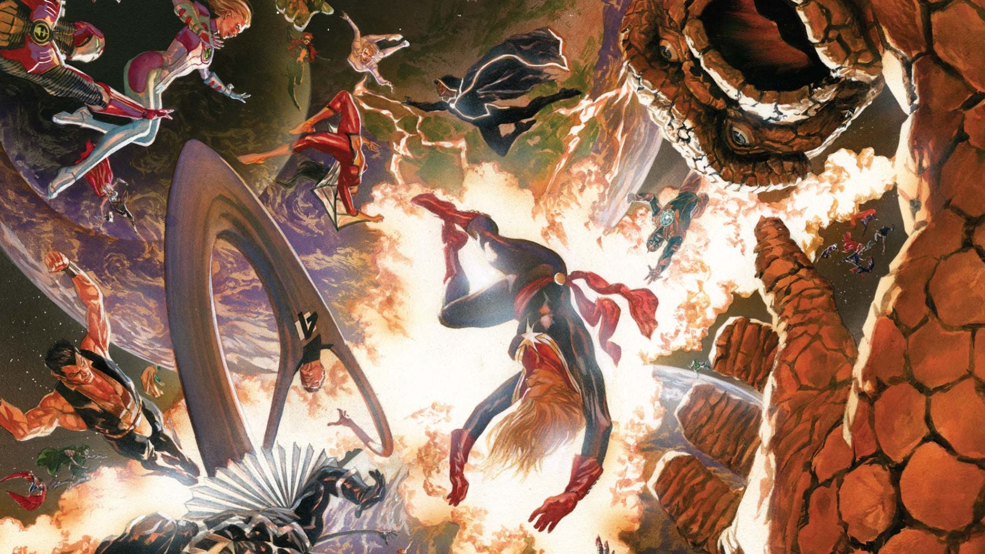 Marvel heroes duke it out on the cover of Secret Wars #1 (2015).