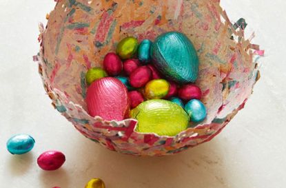 easter crafts for kids: how to make paper maché bowls