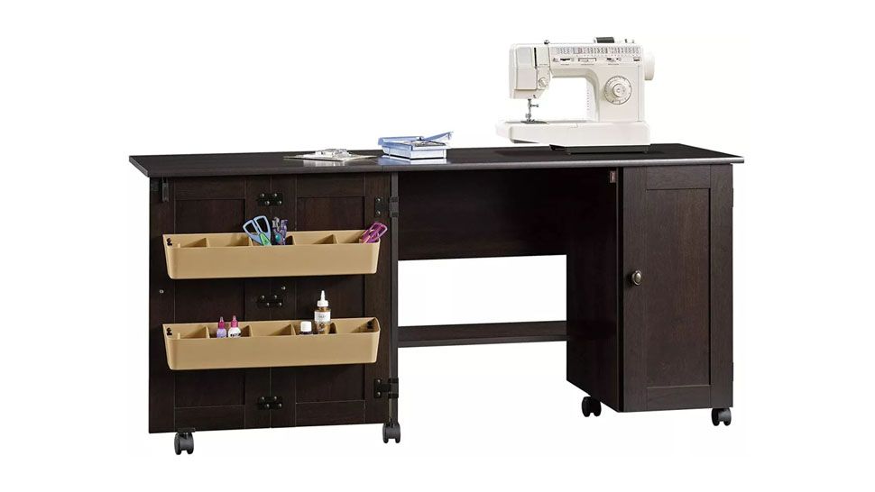 A product shot of the Sauder craft cart table