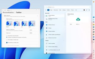 Windows 11 desktop with Insider features, including Settings and Windows Search with the Taskbar positioned at the right side.