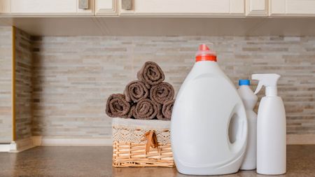 Bottles next to basket