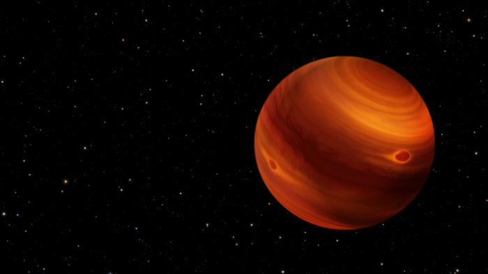 An artist&#039;s concept of 2MASS J22081363+2921215, a nearby brown dwarf.