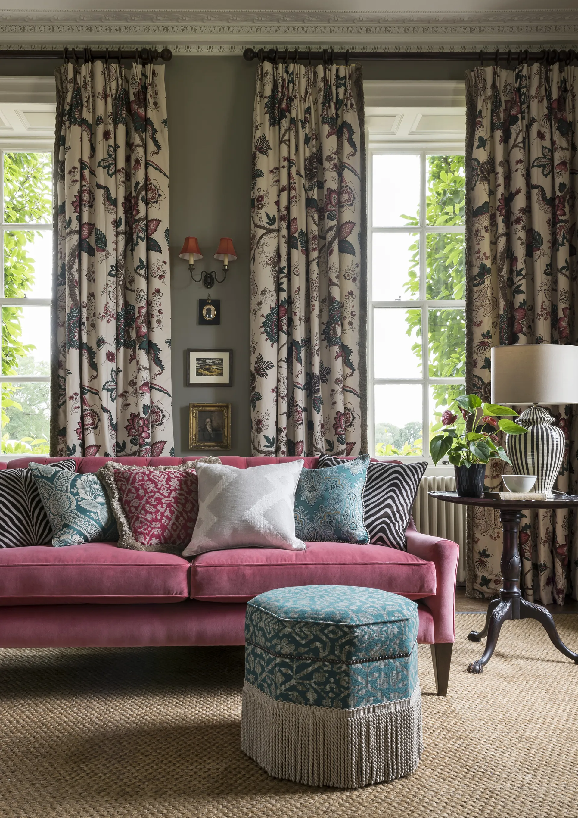 Elegant living room with curtains