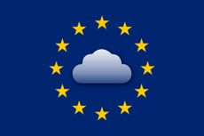 EU stars surrounding a cloud on a blue background