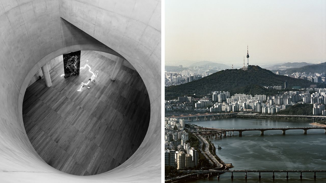 Seoul, best city in the Wallpaper* Design Awards 2024. View of Songeun art space (left) and city view (right)