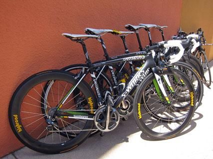 HTC-Highroad brought mostly Specialized S-Works Tarmac SL3 machines - plus an SL4 or two - to the USA Pro Cycling Challenge. Unfortunately, the Venges were left back in Europe.
