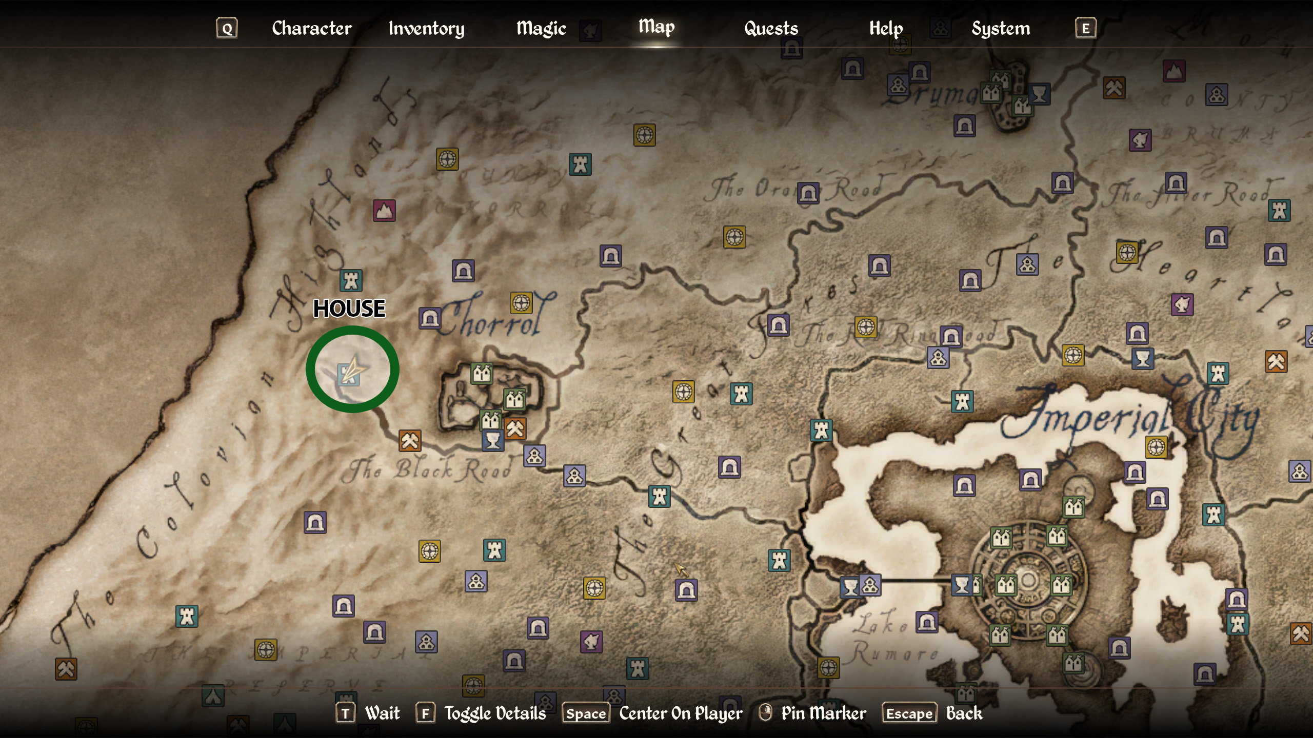 The Oblivion Remastered map showing where to find Battlehorn Castle.