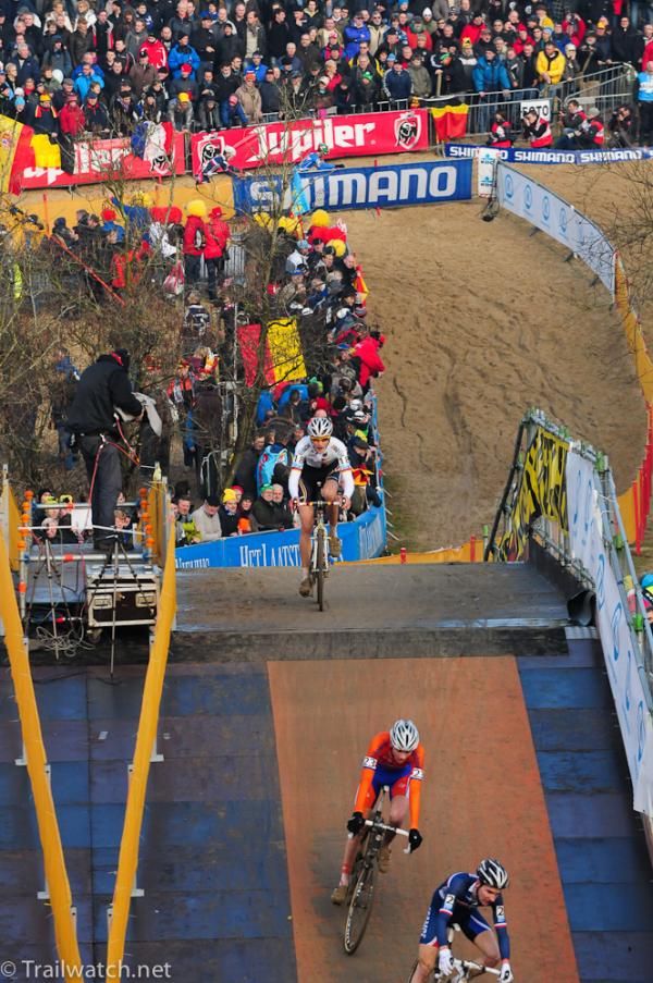 Quentin Jauregui (France) trying to hunt down a Belgian trio early in the race