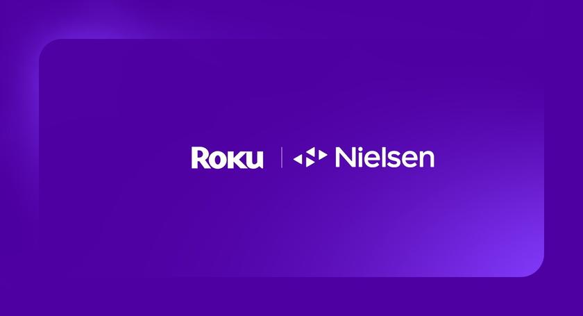 Roku and Nielsen logos on a purple background