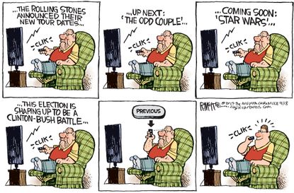 Political cartoon U.S. 2016 election entertainment