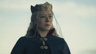 Emma D'Arcy as rhaenyra targaryen wearing crown in House of the Dragon