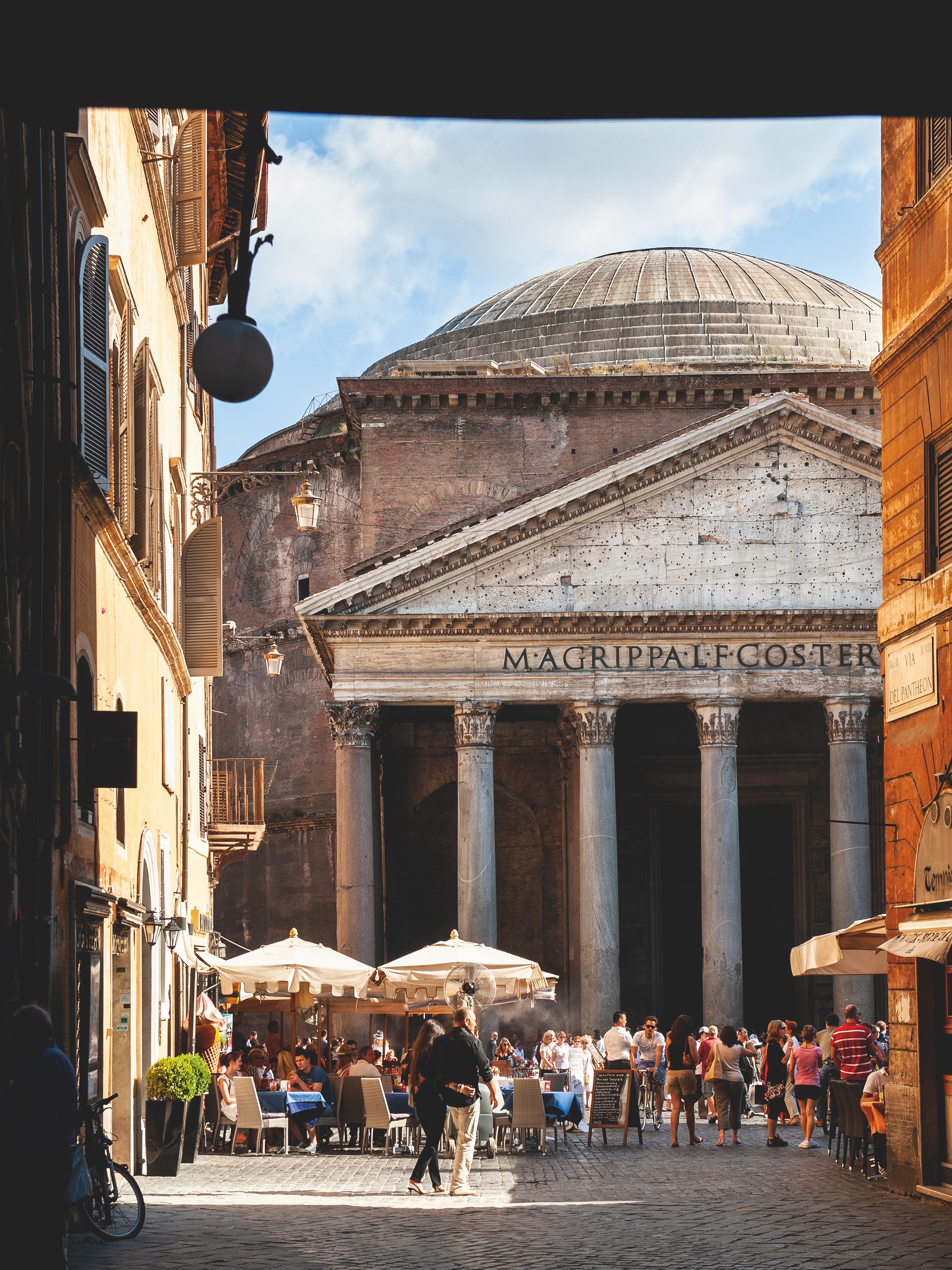 The Pantheon in Rome viewed from a side street