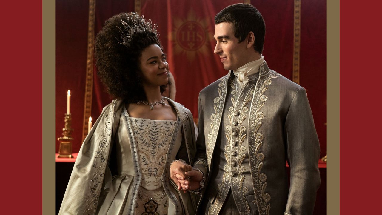 Will there be a &#039;Queen Charlotte&#039; season 2? Pictured: India Amarteifio and Corey Mylchreest in Queen Charlotte: A Bridgerton Story