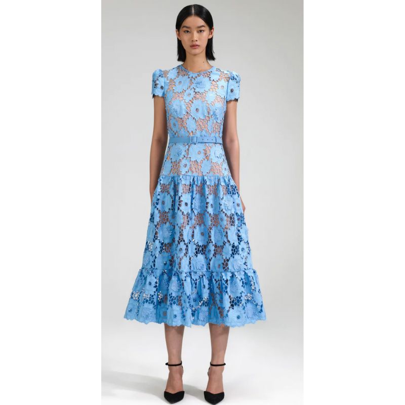duchess sophie wows in summery blue dress and espadrille wedges Crinkled Chiffon Dress (Women) main image 1