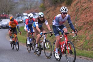 Ryan Mullen (Trek-Segafredo) takes a turn on the front in the break