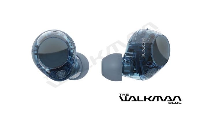 Sony WF-C710N earbuds in transparent blue design.