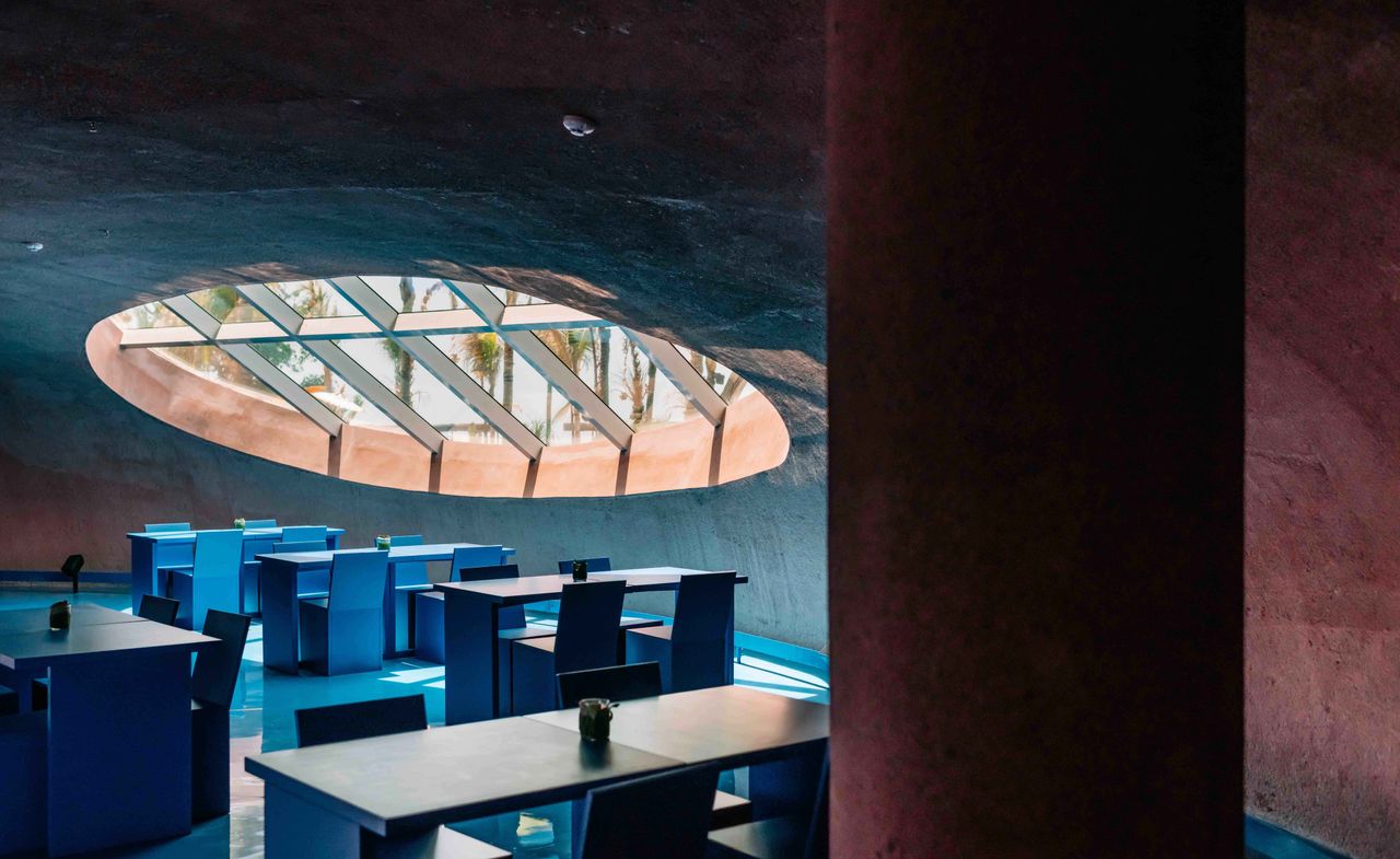 An indoor image of the hotel&#039;s dome shaped restaurant 