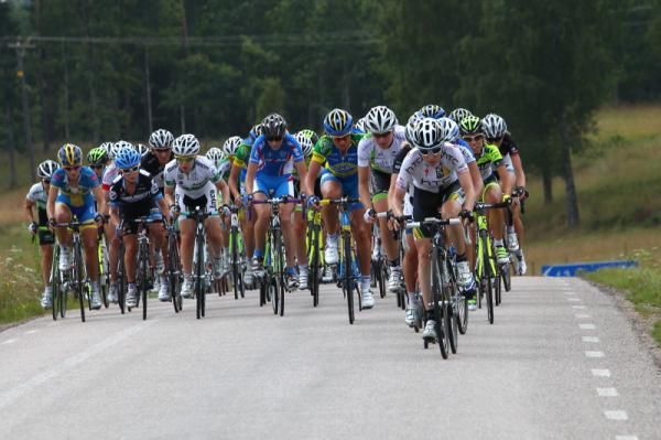 Amber Neben (HTC-Highroad) was active on the climb each lap.