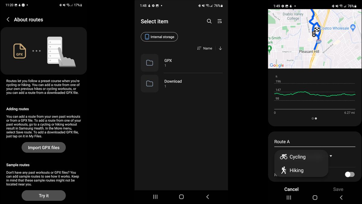 How to use GPX maps and trackback on the Galaxy Watch 5 Pro Route tile
