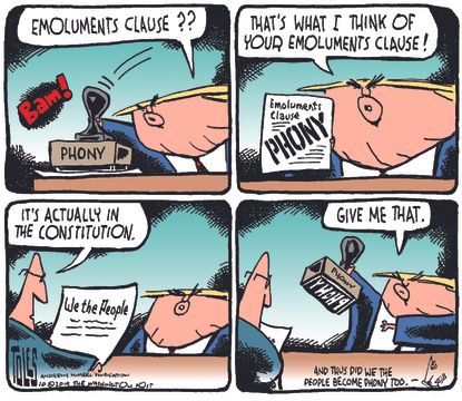 Political Cartoon U.S. Trump Emoluments Clause