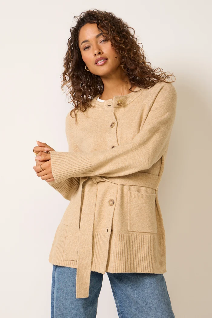 SOLSET, Jean Belted Long Cardigan