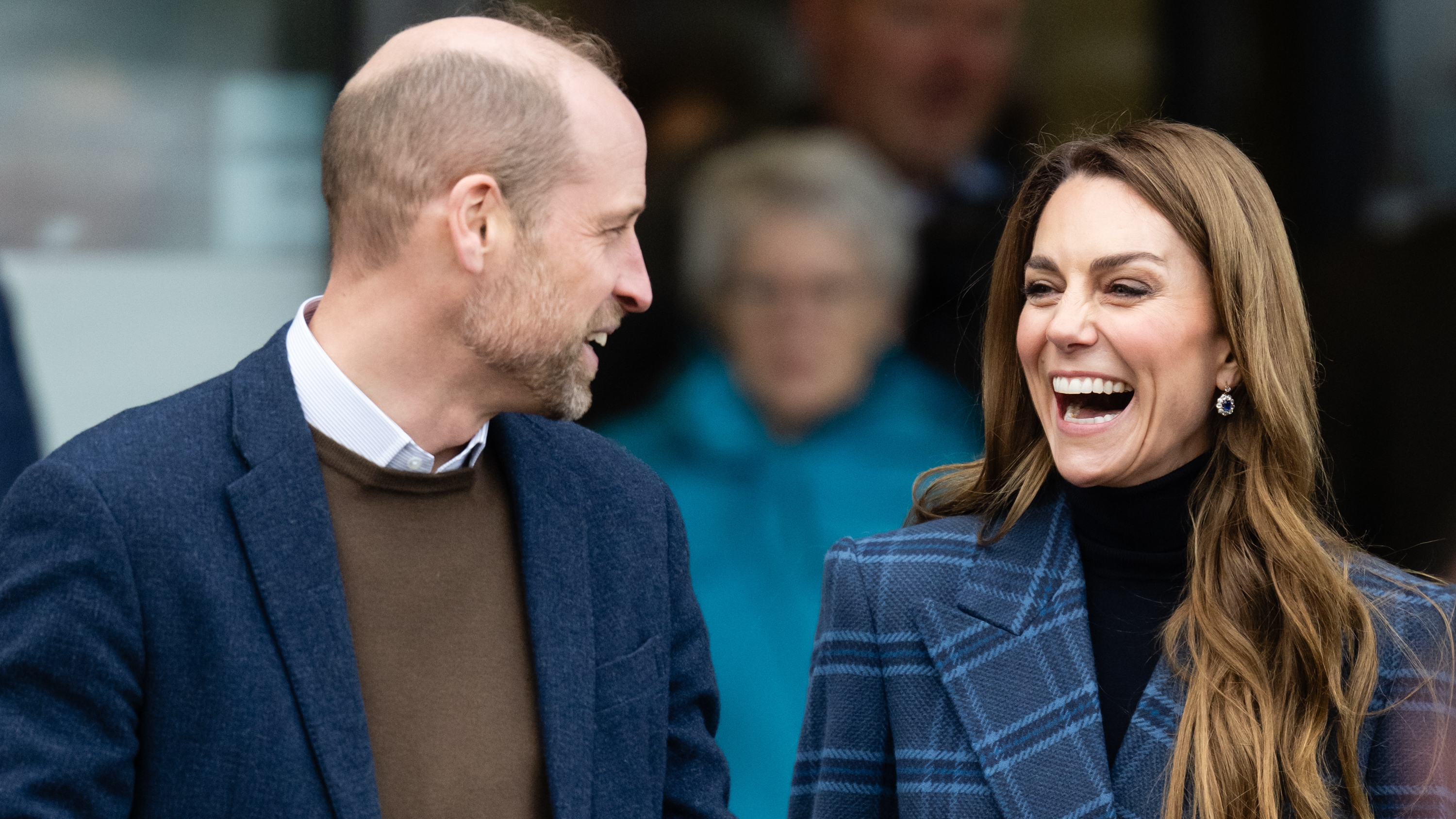 Catherine, Princess of Wales and Prince William laugh together as they depart the National Curling Academy on January 20, 2026
