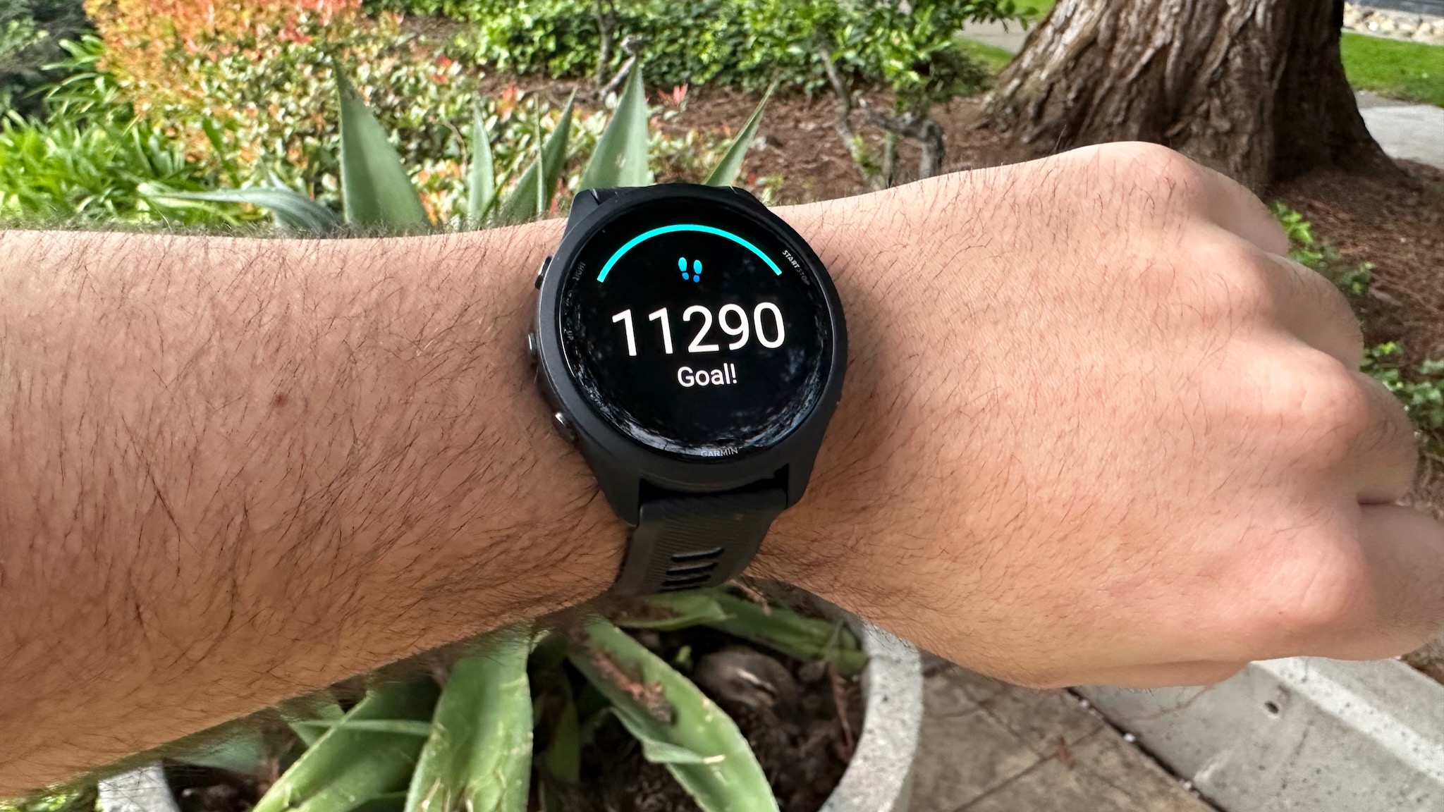 Hitting a step-count goal on the Garmin Forerunner 265