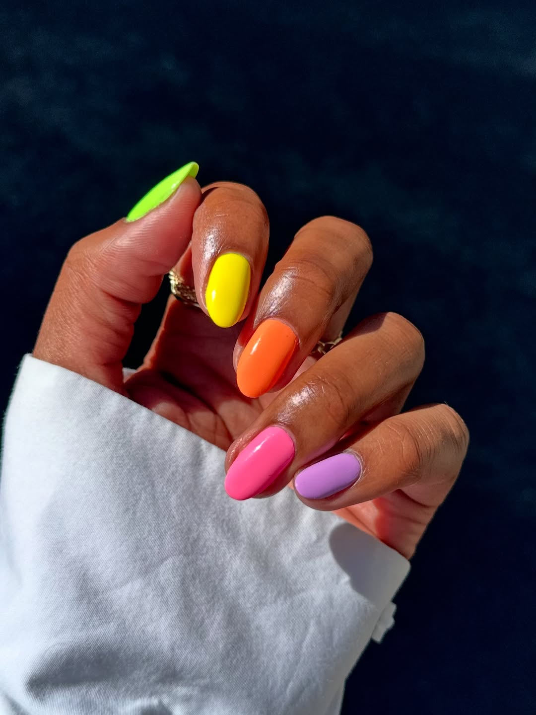 mismatched neon nails