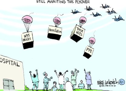 Editorial Cartoon U.S. flyover PPE doctors coronavirus