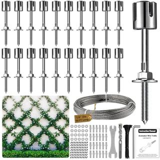 Acemaker Wire Trellis for Climbing Plants Outdoor, 20 Sets Wall Wire Trellis Kit With 98ft X 1/8in Wire Ropes, T316 Stainless Steel Wall Trellis Kit Espalier Cable Trellis System