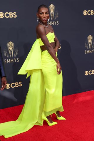 Michaela Coel attends the 73rd Primetime Emmy Awards at L.A. Live on Sunday, Sept. 19, 2021 in Los Angeles, CA
