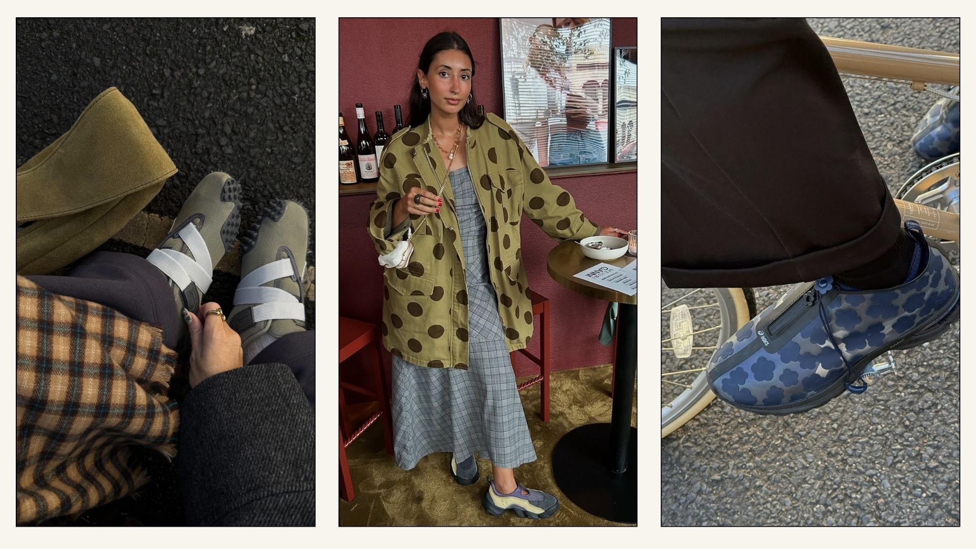 Collage of influencers wearing technical trainers.