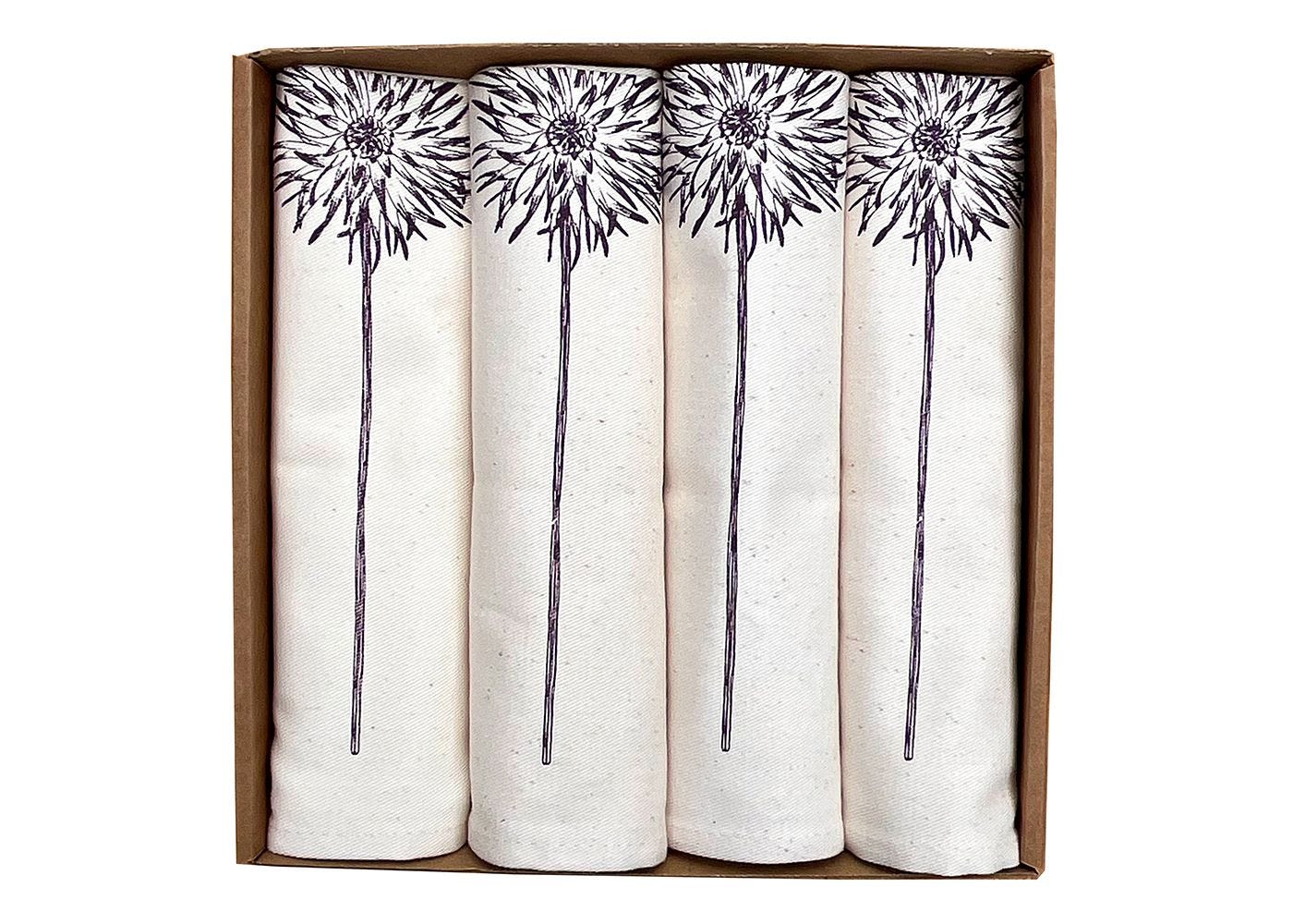 Purple Dahlia Napkin Gift Set