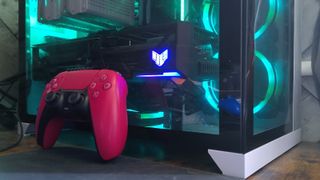 PS5 DualSense controller and gaming PC