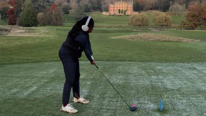 Genelle Aldred on the tee winter golf