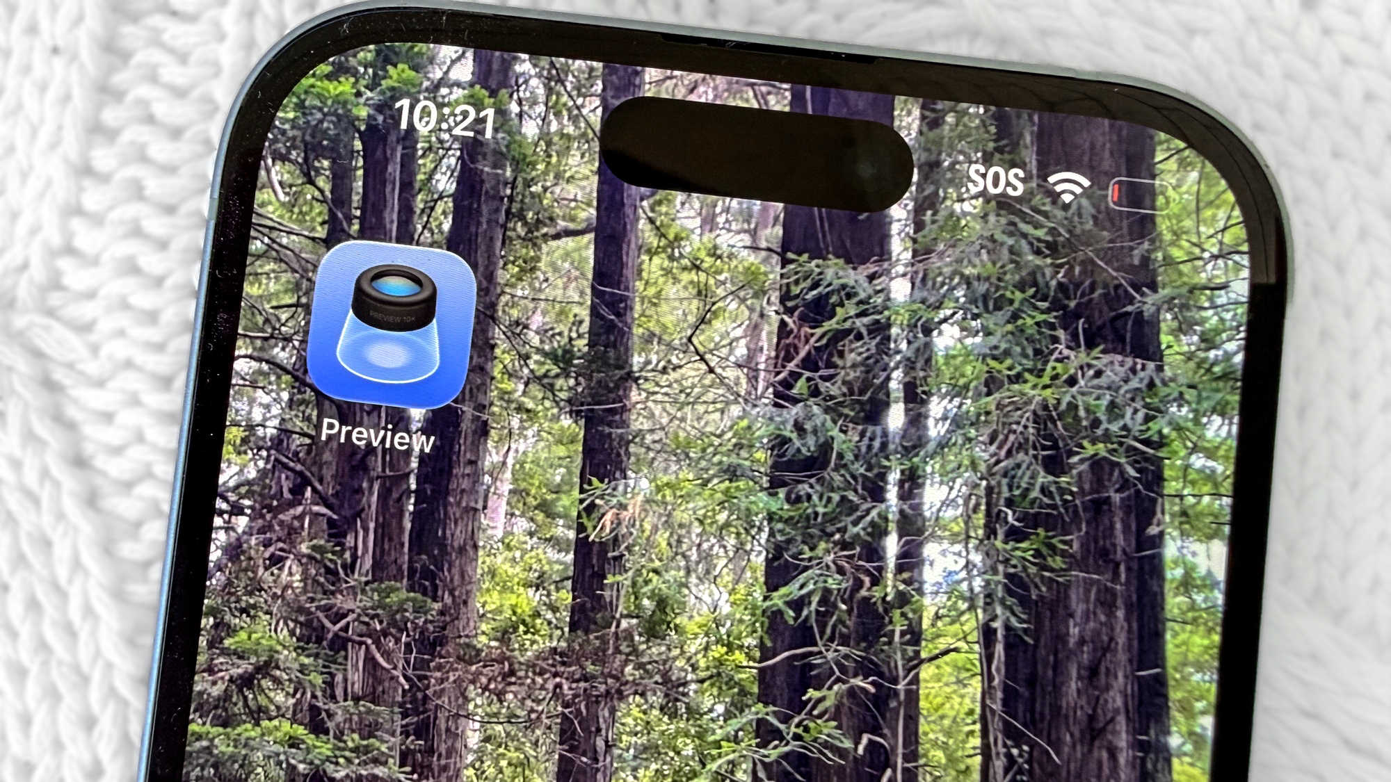 Preview icon on an iPhone 16 screen