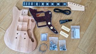 Everything included with a Thomann DIY guitar kit
