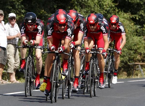 Team BMC pushes toward the finish
