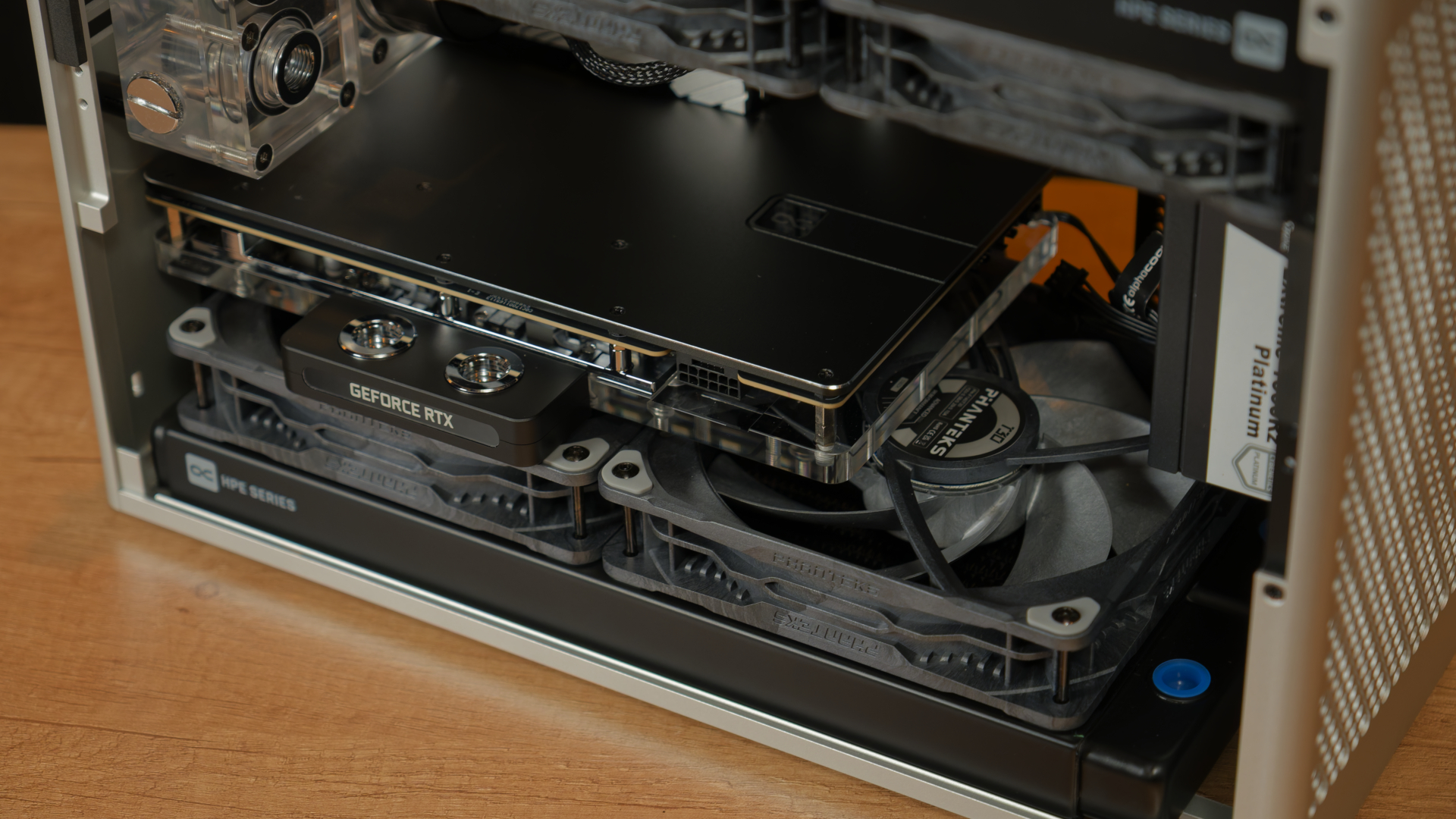 Greyscale ITX Build GPU Block Installation