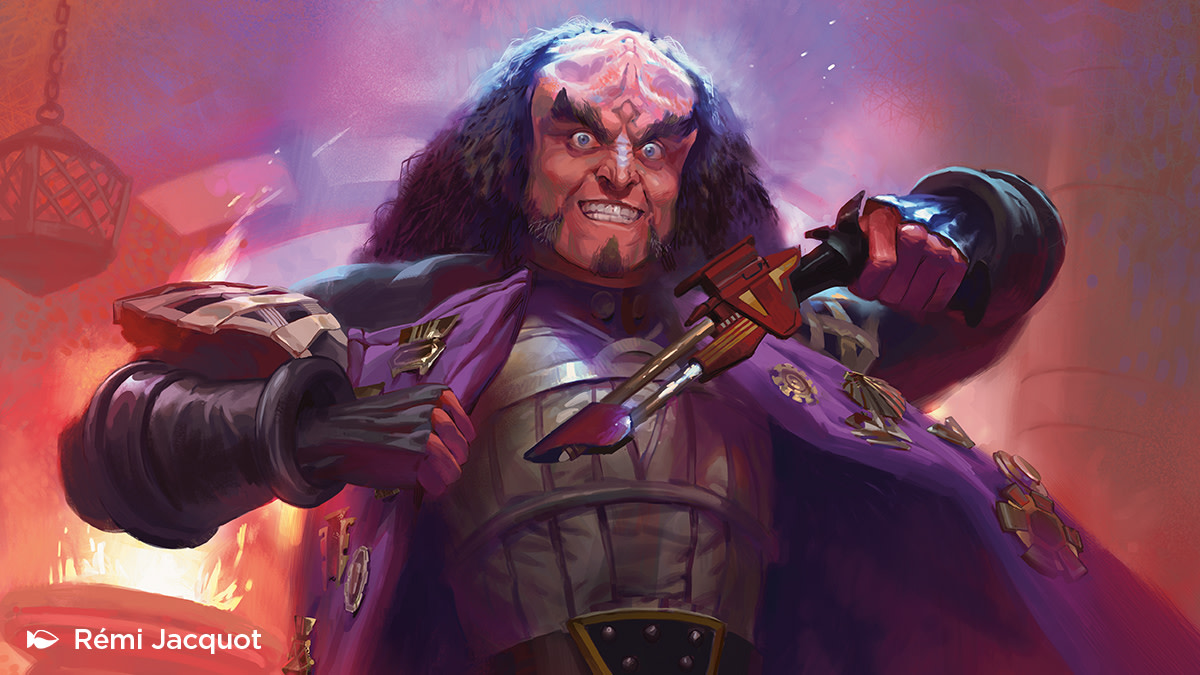 Artwork from the Magic The Gathering Star Trek crossover showing Gowron.