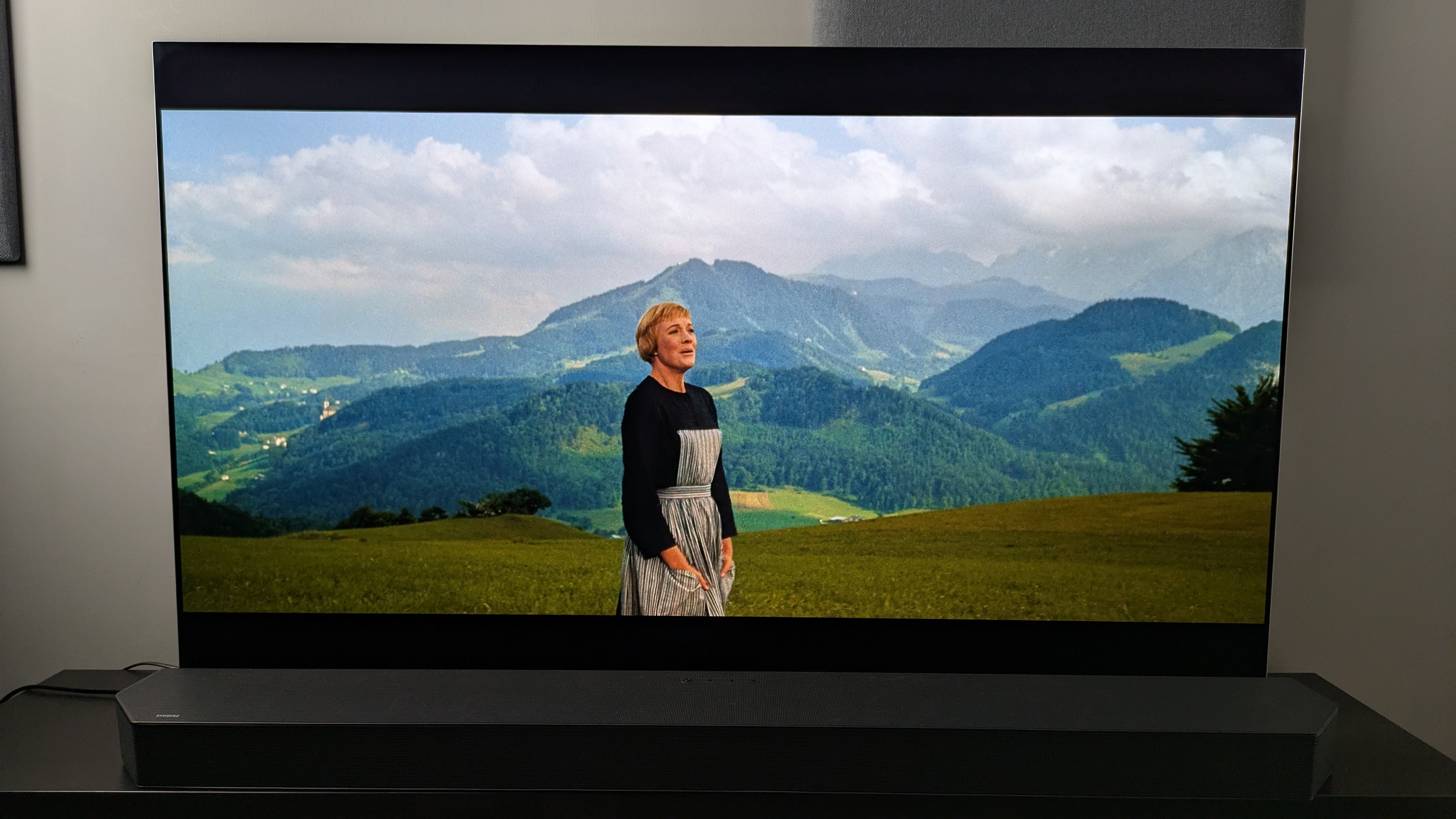 A shot of Maria on a hillside from The Sound of Music 4K Blu-ray on LG G5