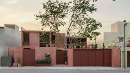 casa roja a red house in mexico