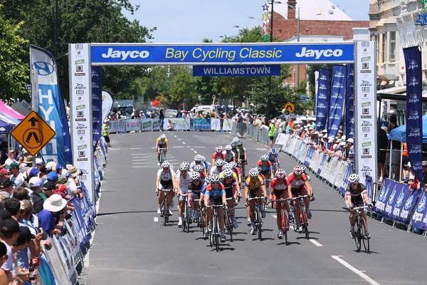 The bunch raced in front of a large crowd which lined the course, several deep, in many places.