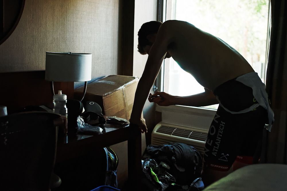 Daniel Eaton checking the route for the next ride.