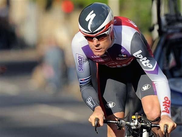 Cadel Evans (Silence-Lotto) is very focussed