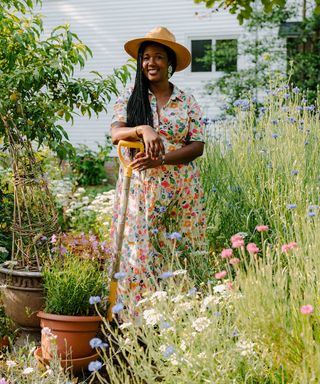 Dee Hall Goodwin in her cutting garden