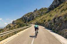 Cycling up a mountain in Spain